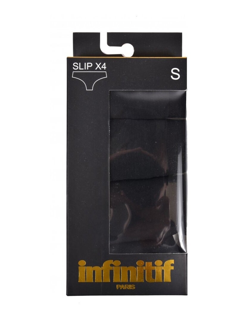 Cuecas Mulher INFINITIF - Pack de 4 Preto - Kiabi