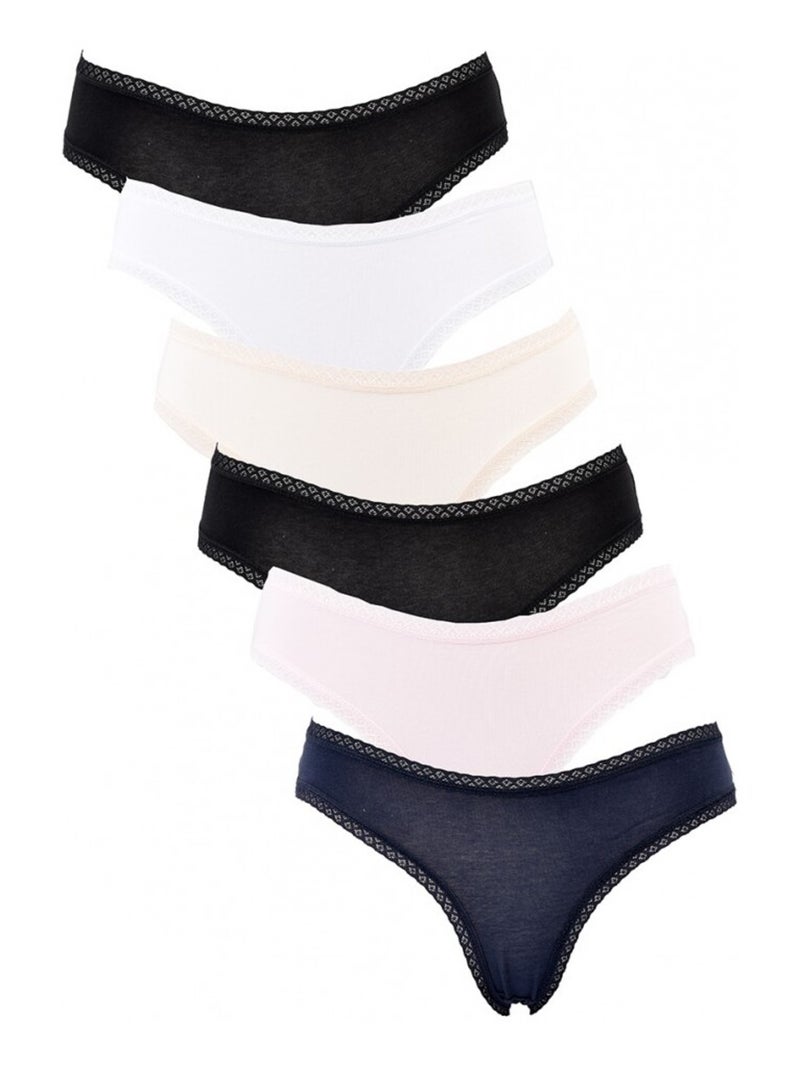 Cuecas Mulher INFINITIF - Pack de 6 Preto Multicolorido Branco - Kiabi