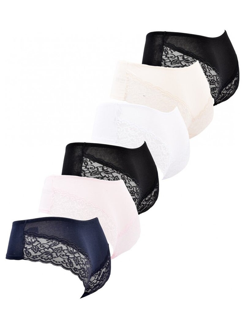 Cuecas Mulher INFINITIF - Pack de 6 Preto Multicolorido Preto - Kiabi