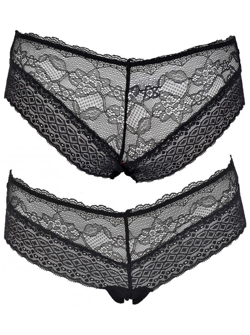 Cuecas Mulher INFINITIF com Renda - Pack de 6 Branco Multicolor Preto - Kiabi