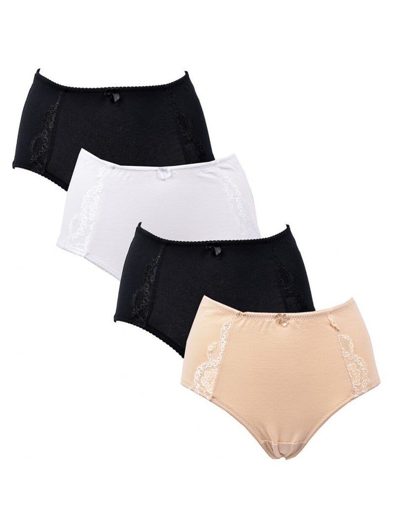 Cuecas Mulher KINDY - Pack de 4 Preto Branco Preto - Kiabi