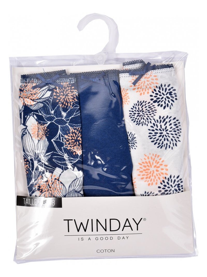 Cuecas Mulher MAXI TWINDAY Fantasias - Pack de 6 Azul Azul Branco - Kiabi