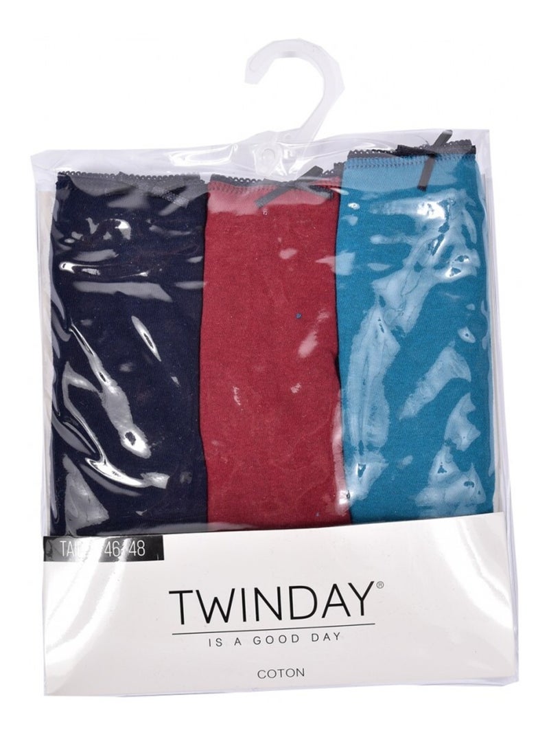 Cuecas Mulher MAXI TWINDAY Fantasias - Pack de 6 Azul-bordô Azul - Kiabi
