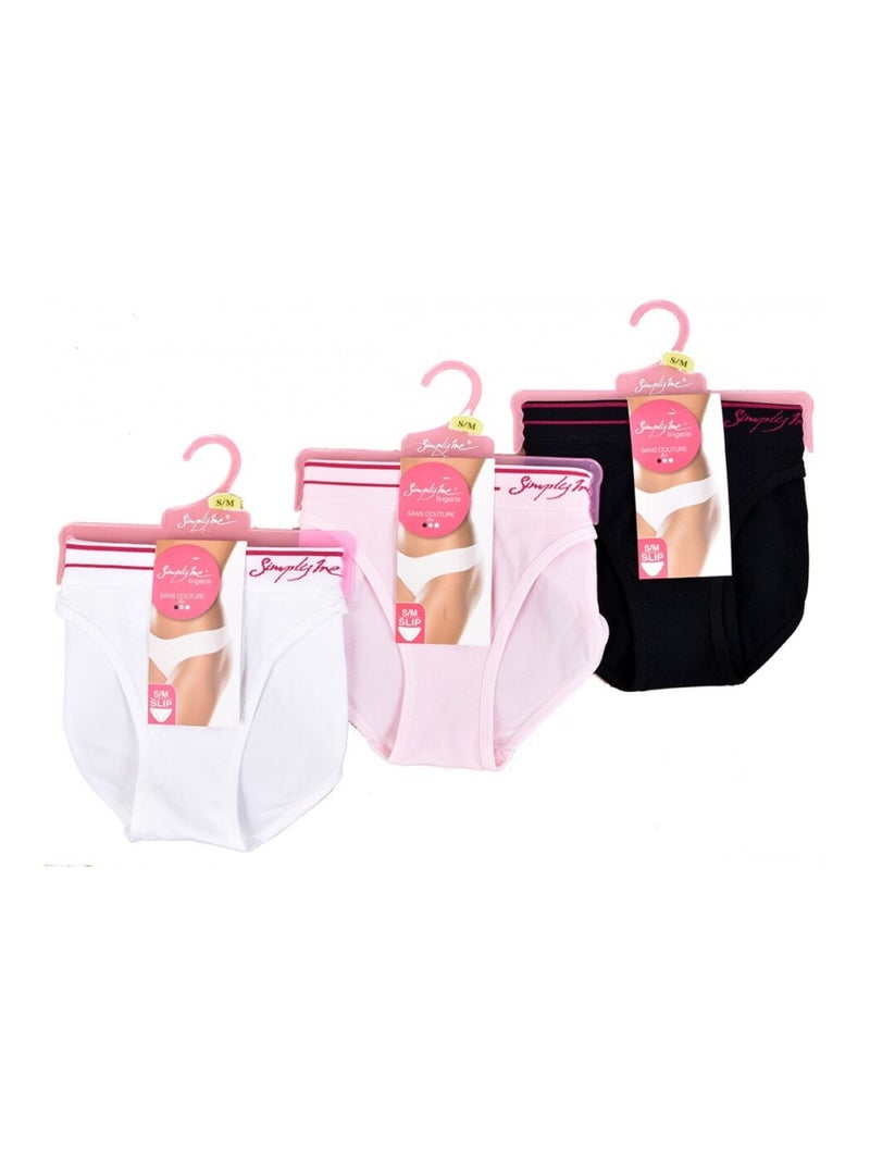 Cuecas Mulher SIMPLY ME - Pack de 3 Preto Branco Cinza - Kiabi