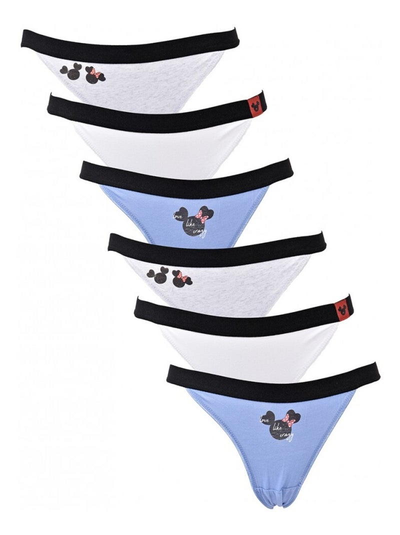 Cuecas Mulher TRESS - Pack de 6 Cinza-branco azul - Kiabi