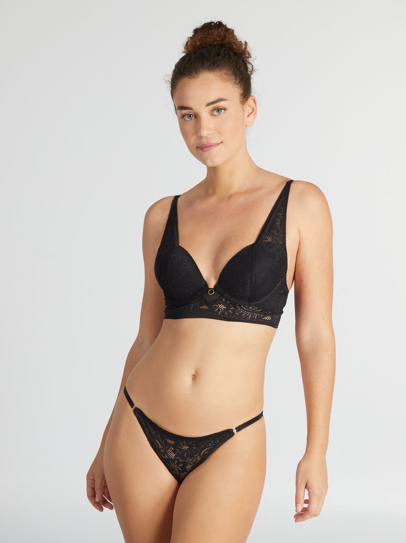 Cuecas para mulher com barra de renda 'Billet Doux' PRETO - Kiabi