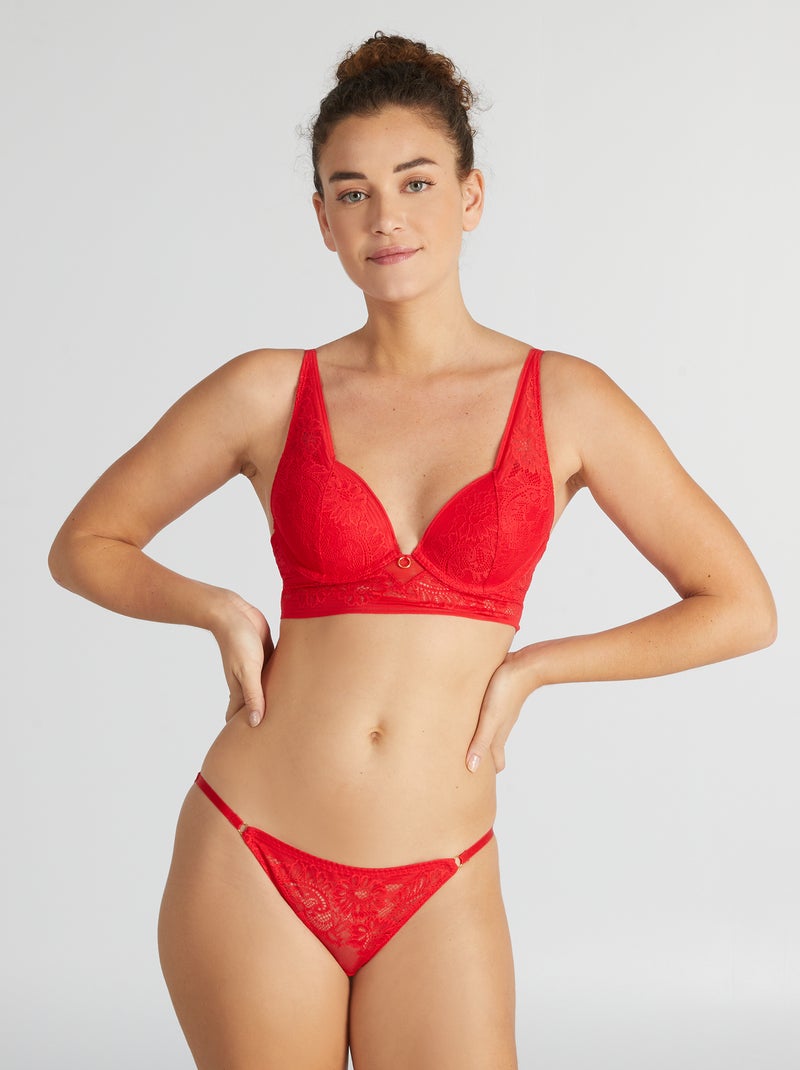 Cuecas para mulher com barra de renda 'Billet Doux' VERMELHO - Kiabi