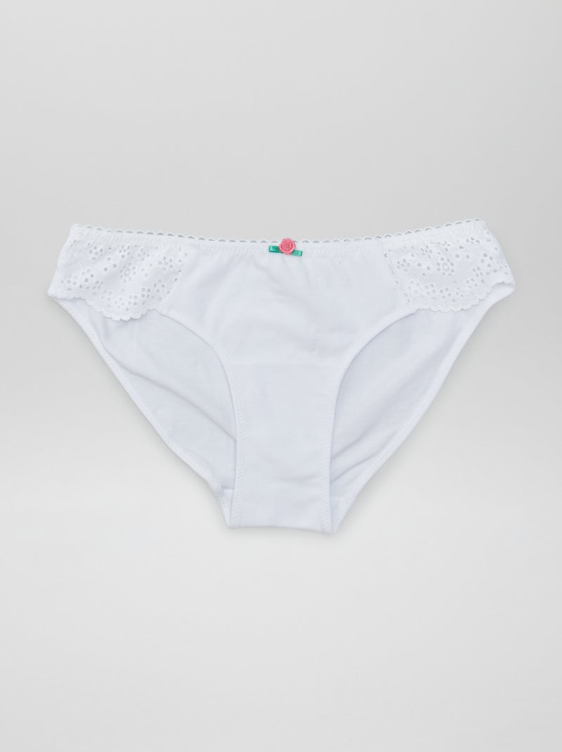 Cuecas para mulher com bordado inglês Branco - Kiabi