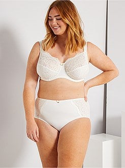 Cuecas para mulher com cintura subida em renda - Kiabi