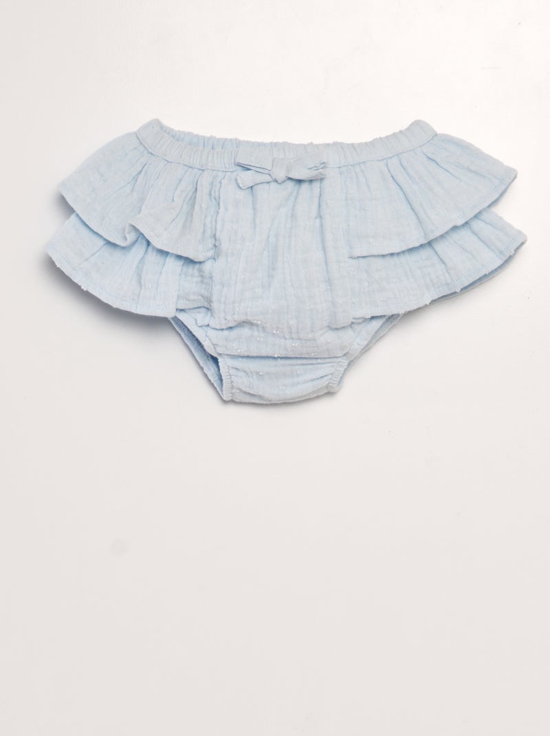 Cuecas para mulher de gaze de algodão a ponto cheio AZUL - Kiabi