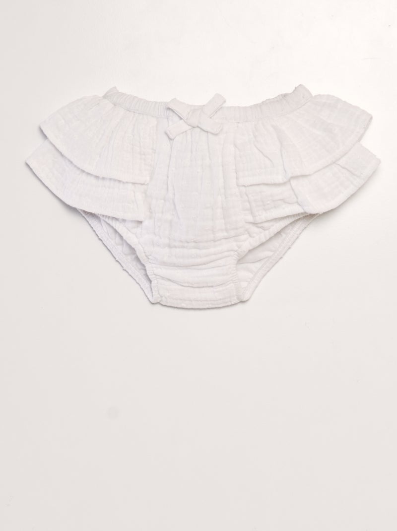 Cuecas para mulher de gaze de algodão a ponto cheio Branco - Kiabi
