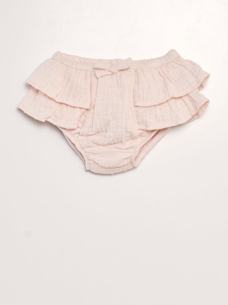 Cuecas para mulher de gaze de algodão a ponto cheio ROSA - Kiabi