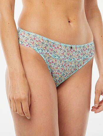 Cuecas para mulher de renda com estampado tricolor