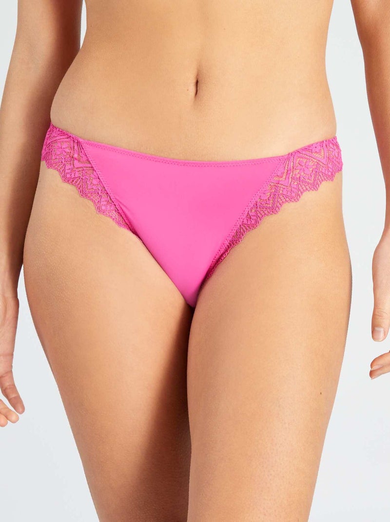Cuecas para mulher de renda e microfibra ROSA - Kiabi