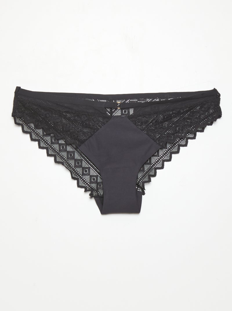 Cuecas para mulher de renda 'Envie de lingerie' Preto - Kiabi