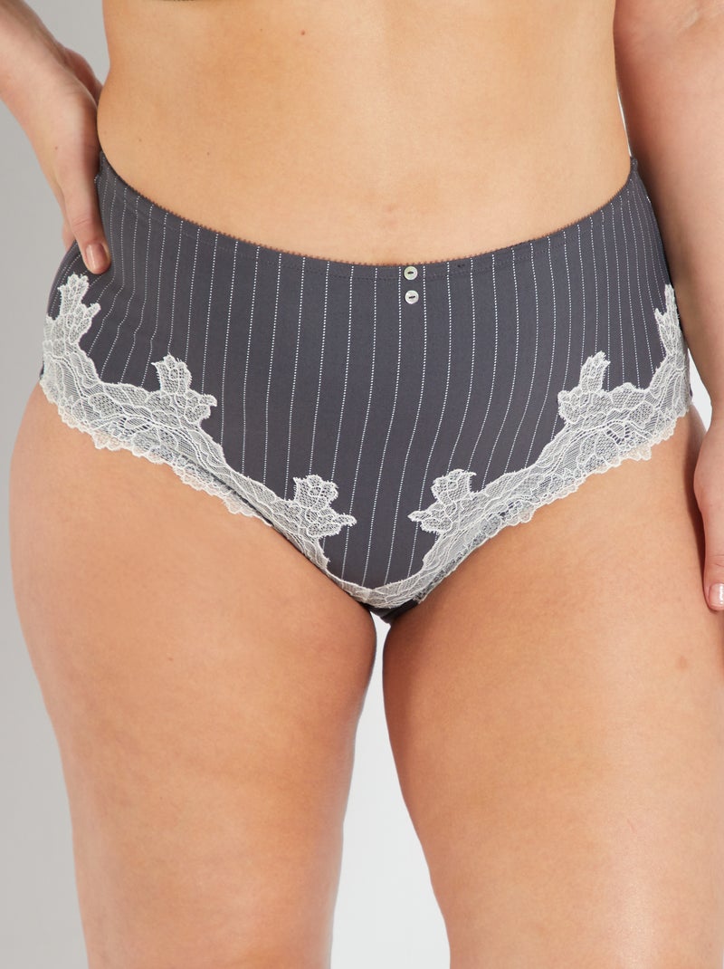 Cuecas para mulher em microfibra Cinza Escuro - Kiabi