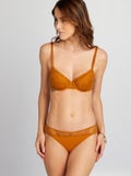 Cuecas para mulher em microfibra e renda AMARELO - Kiabi