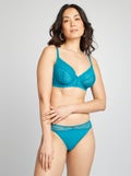 Cuecas para mulher em microfibra e renda AZUL - Kiabi