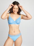 Cuecas para mulher em microfibra e renda AZUL - Kiabi