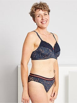 Cuecas para mulher em microfibra e renda - Kiabi