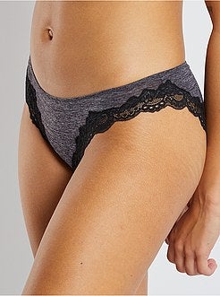 Cuecas para mulher em microfibra e renda - Kiabi