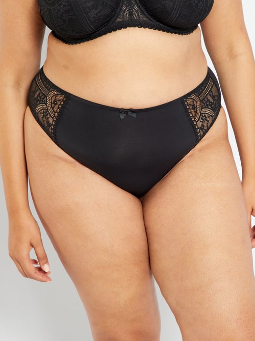Cuecas para mulher em microfibra e renda - Kiabi