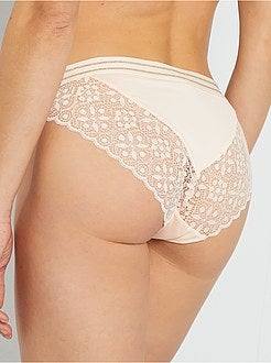 Cuecas para mulher em microfibra e renda - Kiabi