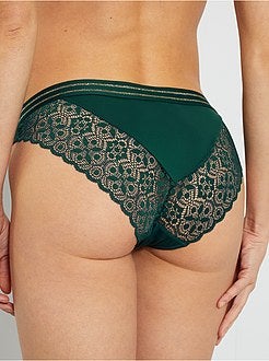 Cuecas para mulher em microfibra e renda - Kiabi