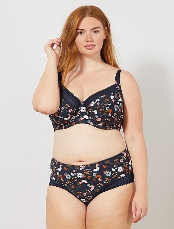 Lingerie tamanhos grandes - Cuecas para mulher em microfibra estampada - Kiabi