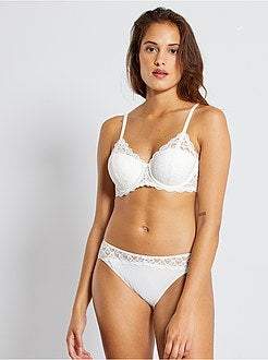 Cuecas para mulher em renda e microfibra - Kiabi