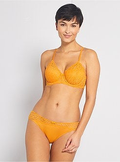 Cuecas para mulher em renda e microfibra - Kiabi