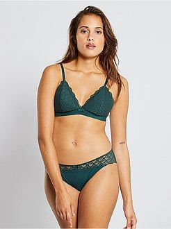 Cuecas para mulher em renda e microfibra - Kiabi