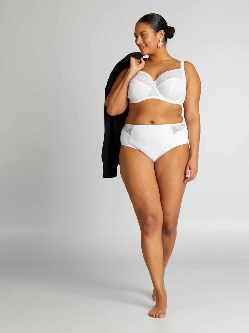 Cuecas para mulher em renda tecida Branco - Kiabi