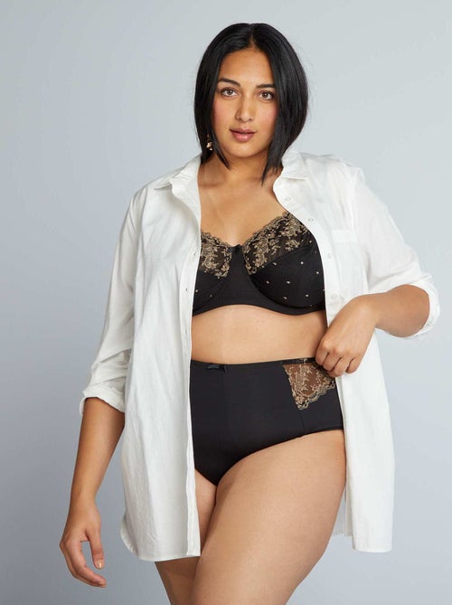 Cuecas para mulher em renda tecida - Kiabi