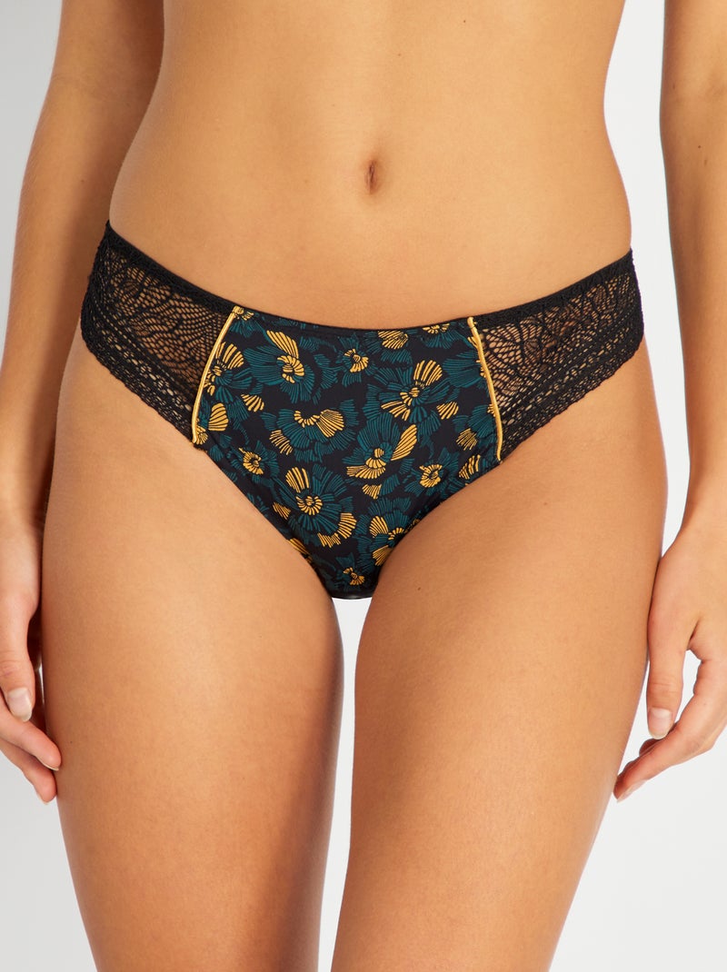 Cuecas para mulher estampadas 'Envie de Lingerie' PRETO - Kiabi