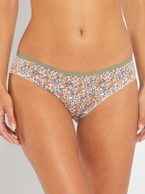 Cuecas para mulher floridas em microfibra - Kiabi