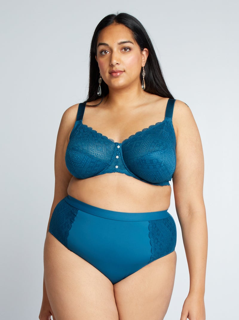 Cuecas para mulher subidas bimatéria Azul Escuro - Kiabi