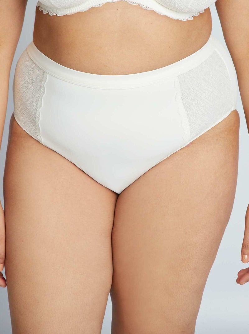 Cuecas para mulher subidas bimatéria BRANCO - Kiabi