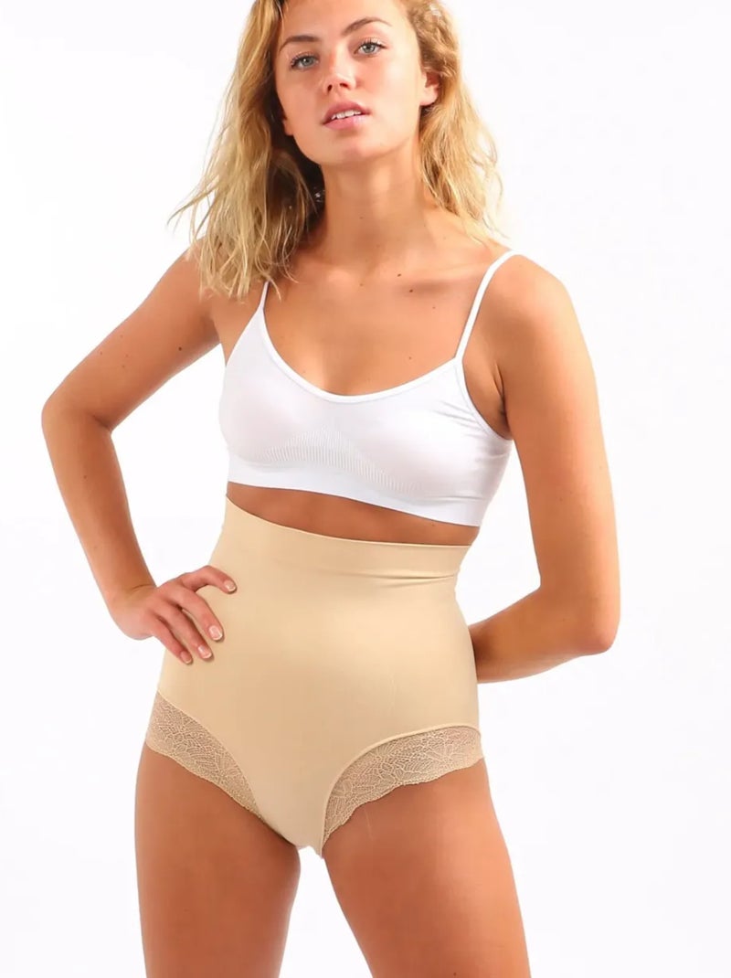 Culotte de renda emagrecedora ventre plano Bege - Kiabi