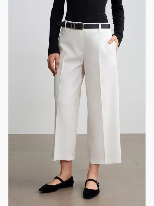 Culottes de crepe de cintura subida com cinto dilvin - Kiabi