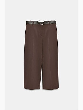 Culottes de crepe de cintura subida com cinto dilvin