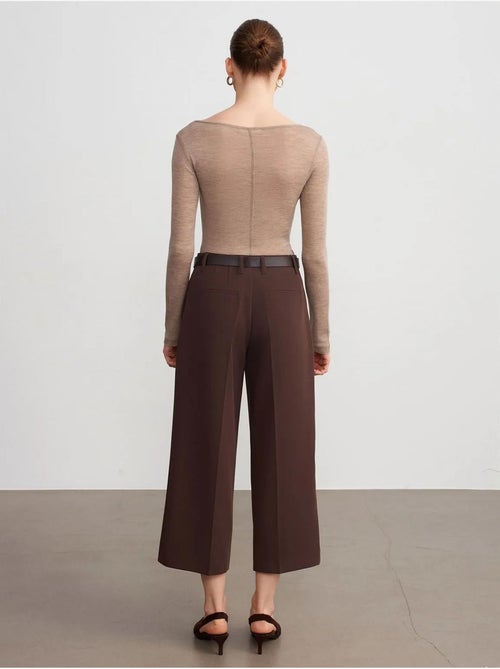 Culottes de crepe de cintura subida com cinto dilvin - Kiabi