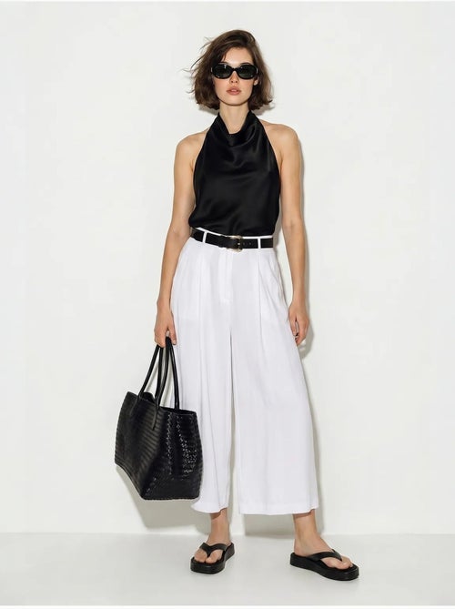 Culottes plissadas de cintura alta e perna larga lucci - Kiabi Culottes plissadas de cintura alta e perna larga lucci - Kiabi