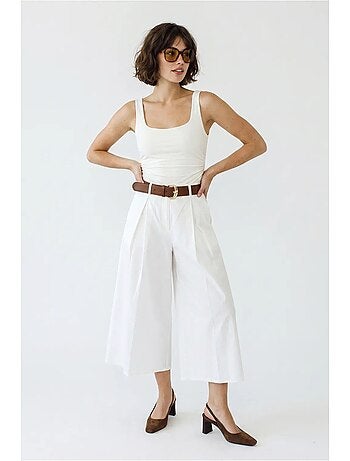 Culottes plissadas de cintura alta e perna larga lucci