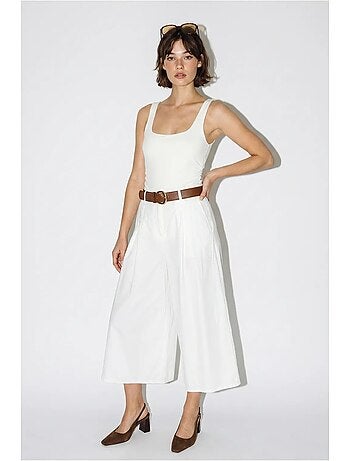 Culottes plissadas de cintura alta e perna larga lucci