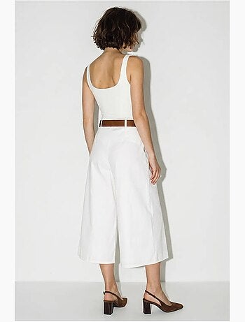 Culottes plissadas de cintura alta e perna larga lucci