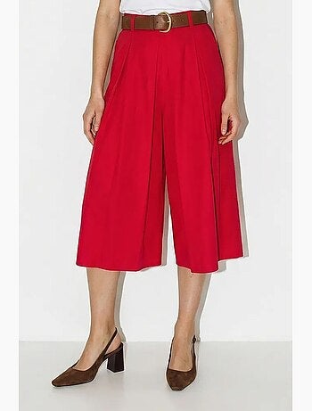 Culottes plissadas de cintura alta e perna larga lucci