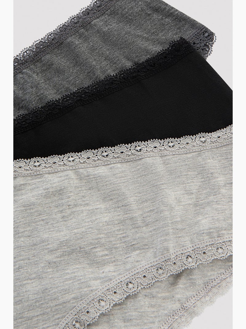 Daily lace cotton pack de 3 hipster penti Preto - Kiabi
