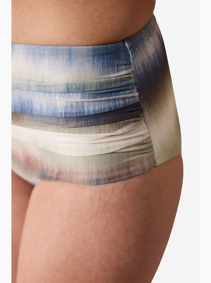 Dalia parte de baixo de biquíni cintura alta com franzido penti Azul Branco - Kiabi