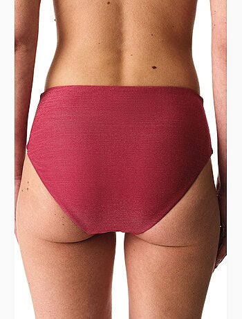 Dayana cueca de biquíni franzida de cintura subida, brilho metálico penti